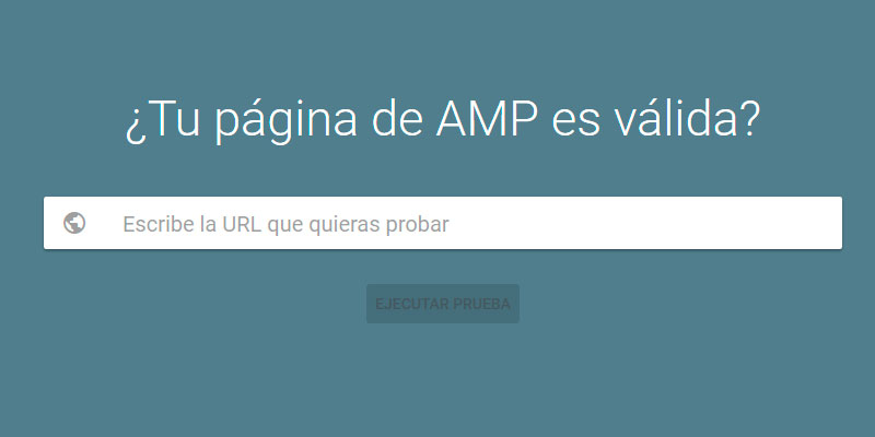 Formulario de validación de la herramienta AMP de Google. Imagen